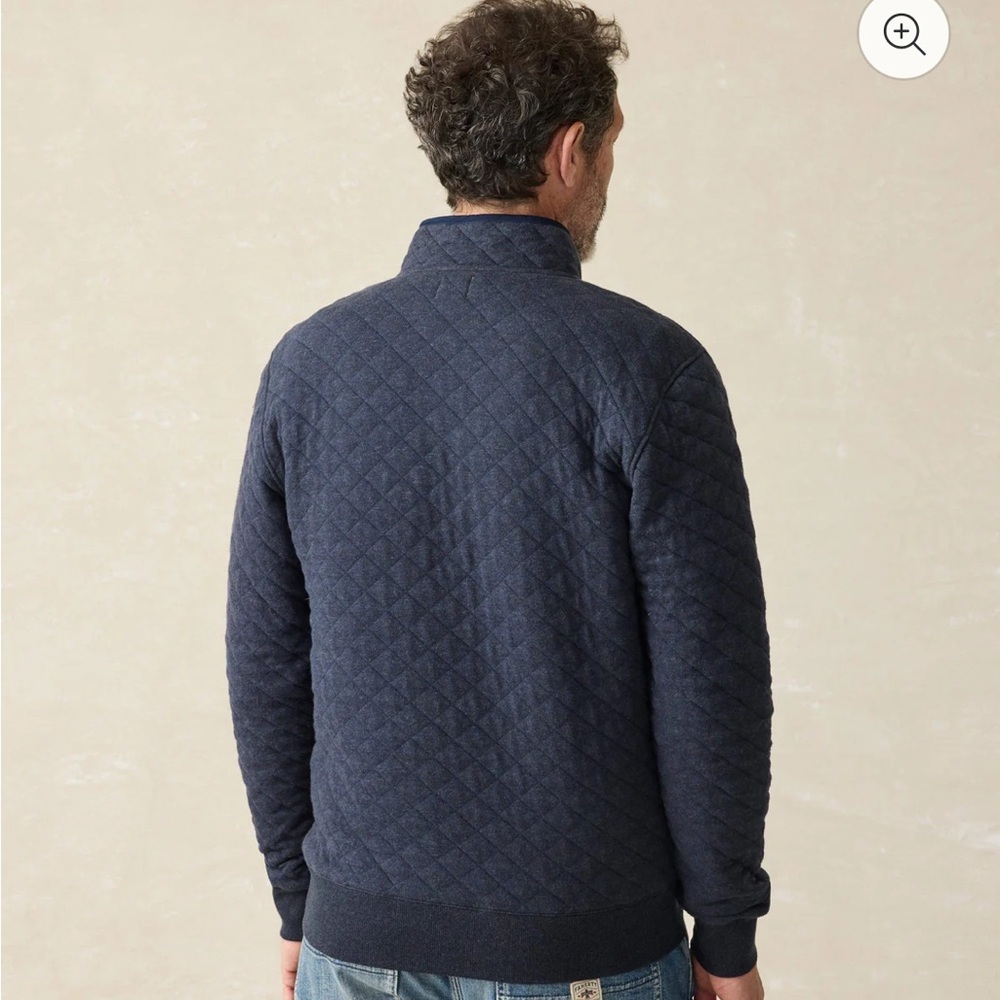Faherty Epic Quilted Fleece Pullover - Navy Melange - Picture 4 of 6